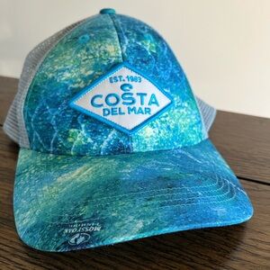 Costa Del Mar Mesh Adjustable Cap Hat Gray Marlin Blue Green White